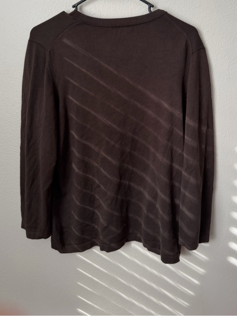 Banana Republic Silk Blend Chocolate Brown Cardigan With Open Bottom Women’s L - Picture 2 of 5
